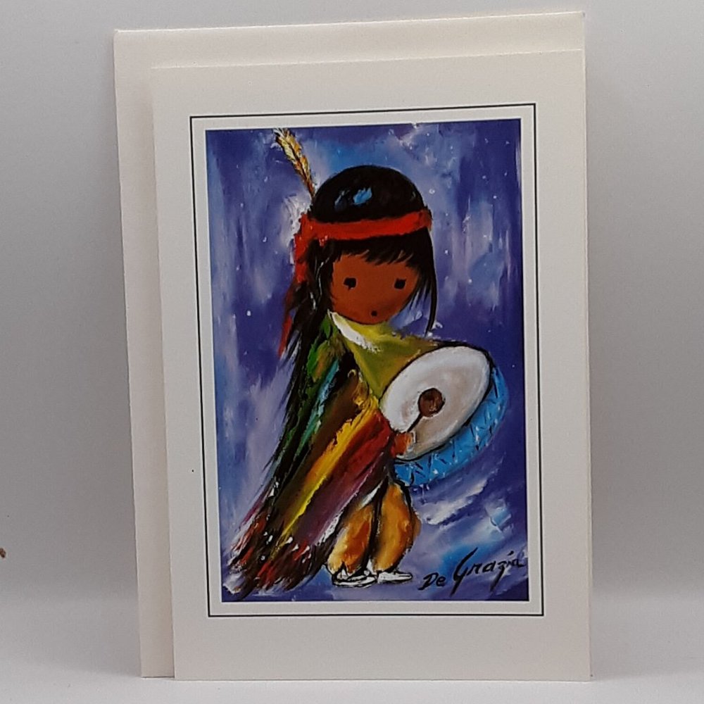DeGrazia Drummer Boy Vintage Blank Card Collectible Frameable Southwestern Art